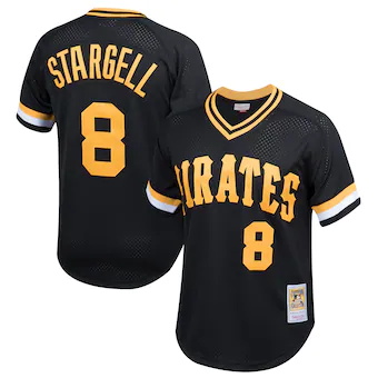 youth mitchell and ness willie stargell black pittsburgh pirates cooperstown collection mesh batting practice jersey
